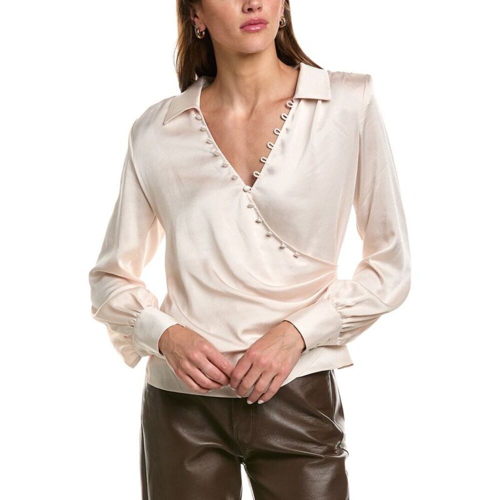L’Agence Womens  Bernice Wrap Blouse, Gold